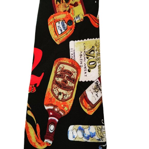 Vintage 1992 Nicole Miller Silk Tie Seagram's Liquor Print Bottles Cocktails - Picture 5 of 7